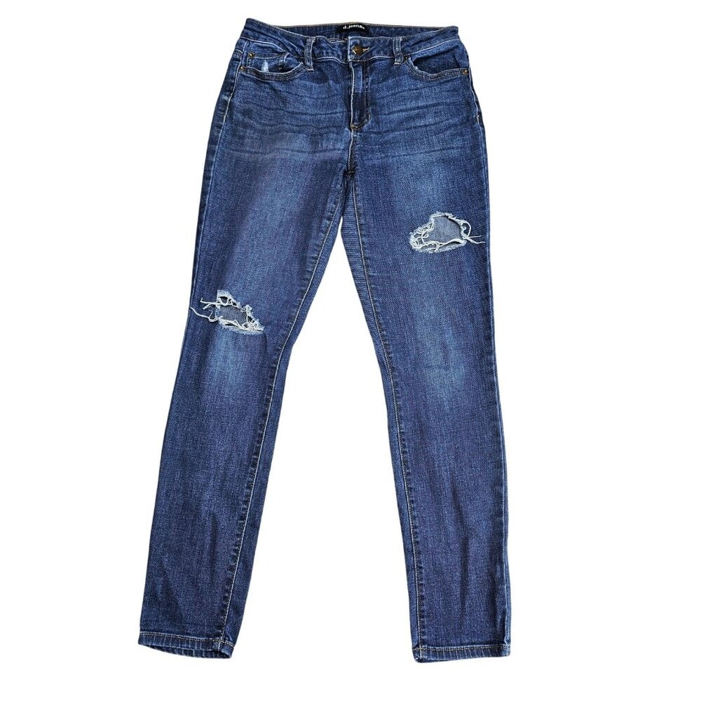 D. Jeans Skinny Jeans Womens 6‎ Blue Medium Wash Mid Rise Stretch Distressed